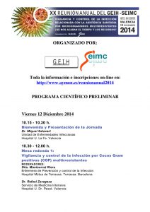 XX REUNIÓN ANUAL DEL GEIH. VALENCIA 12 DICIEMBRE 2014